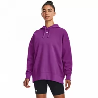 Bluzy sportowe damskie - Damska bluza dresowa nierozpinana z kapturem Under Armour UA Rival Fleece Oversized Hoodie - fioletowa - UNDER ARMOUR - miniaturka - grafika 1