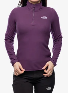 Bluza z zamkiem 1/2 damska The North Face 100 Glacier 1/4 Zip - black currant - Bluzy sportowe damskie - miniaturka - grafika 1