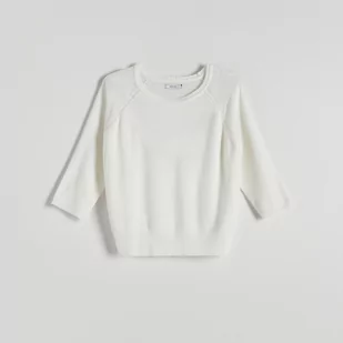 Reserved - Gładki sweter - Kremowy - Swetry damskie - miniaturka - grafika 1