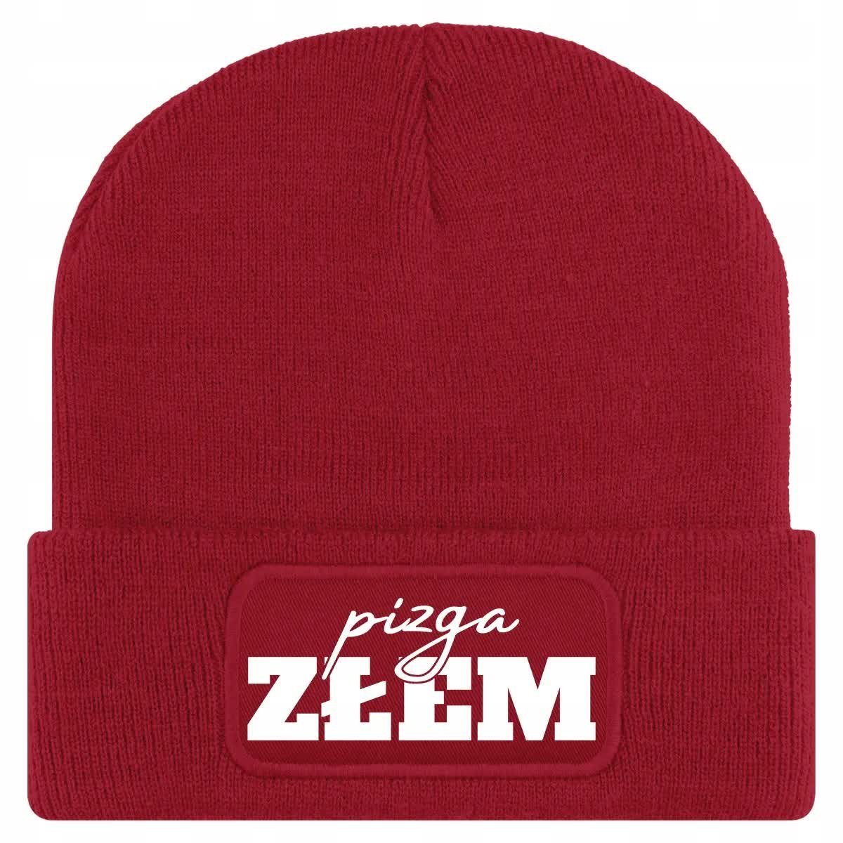 Czapka Jesienna Bawełniana ZIMOWA Czerwona Beanie PIZGA ZŁEM Ciepła Wzory