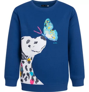 Bluzy dla dziewczynek - Bluza dla dziewczynki z psem i motylkiem, niebieska 9-13 lat - grafika 1