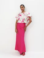 Spódnice - Mohito - Satynowa spódnica maxi - fuksjowy - miniaturka - grafika 1