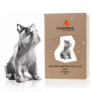 Świeca Candellana Bulldog Low Poly XXL Śilver - Świece - miniaturka - grafika 1