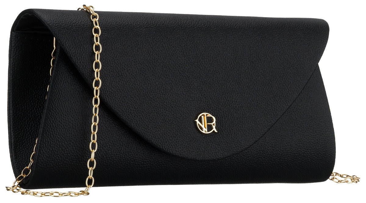 Kopertówka damska mała ROVICKY elegancka wieczorowa wesele sylwester złoty łańcuszek czarna