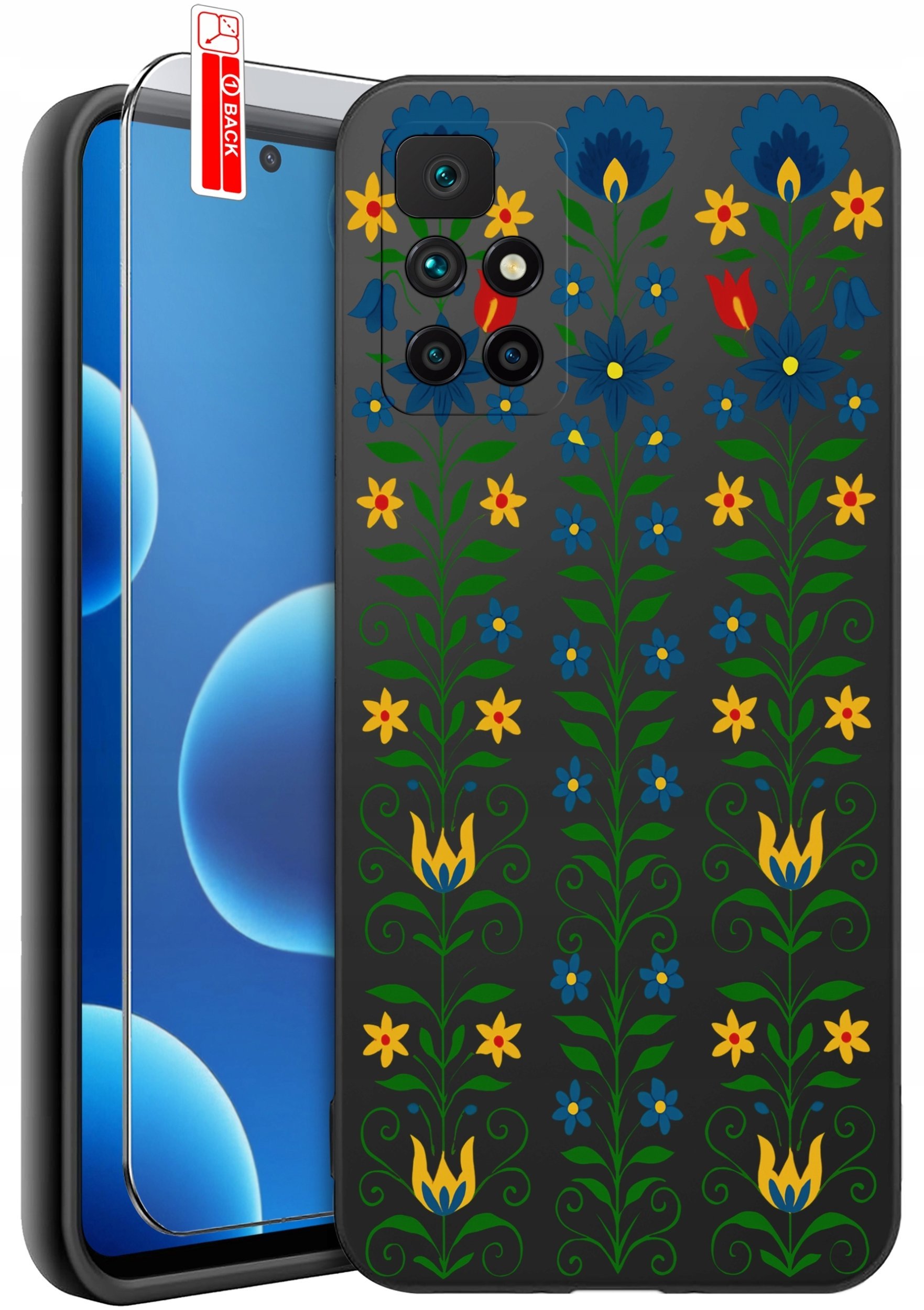 krainaGSM Etui Do Xiaomi Redmi 10 Wzory Silikonowe Matt Case + Szkło 9H