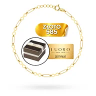 Bransoletki - BRANSOLETKA ZŁOTA 585 14K PODŁUŻNE OGNIWA NIESKOŃCZONOŚĆ REGULOWANA 22 CM - miniaturka - grafika 1