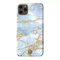 Etui i futerały do telefonów - Kingxbar Marble Series eleganckie etui pokrowiec z nadrukiem marmur iPhone 11 Pro Max biało-błękitny - miniaturka - grafika 1