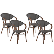 Fotele i krzesła ogrodowe - Beliani Zestaw 4 Krzeseł Ogrodowych Ciemne Drewno Z Szarym Caspri - miniaturka - grafika 1