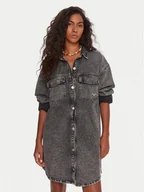 Sukienki - Roxy Sukienka jeansowa Tidal Moon ERJDD03009 Szary Relaxed Fit - miniaturka - grafika 1