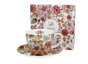 Duo Gift Filiżanka jumbo ze spodkiem 470 ml PASTEL FLOWERS DUG_3276 - Filiżanki - miniaturka - grafika 1