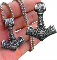 Naszyjniki męskie - Srebrny Męski naszyjnik Młot THOR MJOLNIR stal - miniaturka - grafika 1
