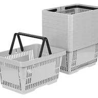 Torby i wózki na zakupy - Zestaw 10x Koszyk zakupowy do przechowywania 2 rączki 22L jasny szary KTD - miniaturka - grafika 1