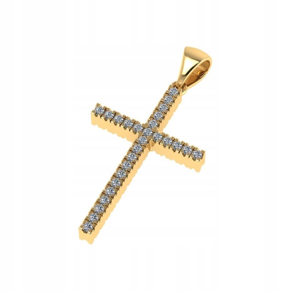 ZŁOTA ZAWIESZKA KRZYŻYK DWUSTRONNY CYRKONIA 333