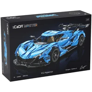 Klocki konstrukcyjne CaDA Master duże niebieskie auto sportowe Autko wyścigowe Samochód Wyścigówka 60 cm V12 Hypercar 3865 elementów - Klocki - miniaturka - grafika 1