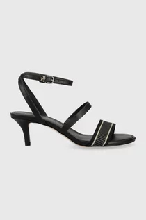 Sandały damskie - Tommy Hilfiger sandały WEBBING MID HEEL kolor czarny FW0FW07276 - grafika 1