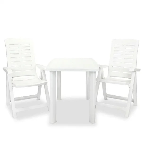 Biały zestaw mebli bistro do ogrodu - stół 101x68x72 cm, 2 krzesła 60x6