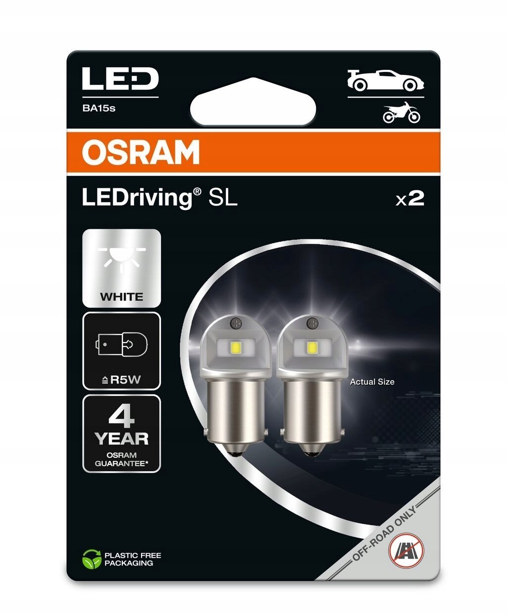 Osram OSRAM ŻARÓWKA LEDRIVING SL R5W PRZEZROCZYSTE LED BRAK ECE 2SZT. BLISTER