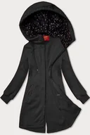 Bluzy damskie - Rozpinana długa bluza damska z kapturem LHD grafitowa (AMG-693A) - miniaturka - grafika 1