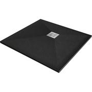 Brodziki prysznicowe - Mexen Stone+ brodzik kompozytowy kwadratowy 70 x 70 cm, czarny - miniaturka - grafika 1