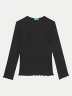 Bluzki damskie - United Colors Of Benetton Bluzka 3F1AC10LI Czarny Slim Fit - miniaturka - grafika 1
