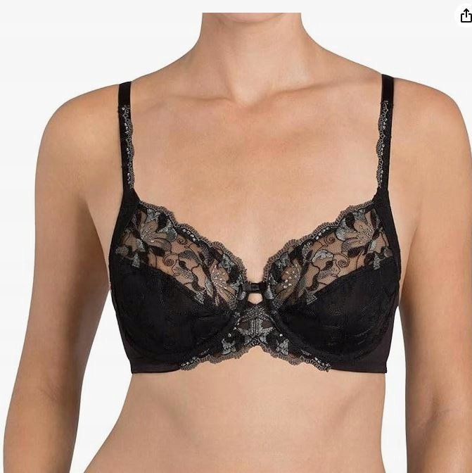 Biustonosz Triumph Modern Bloom W czarny koronkowy miękki na fiszbinach 75B