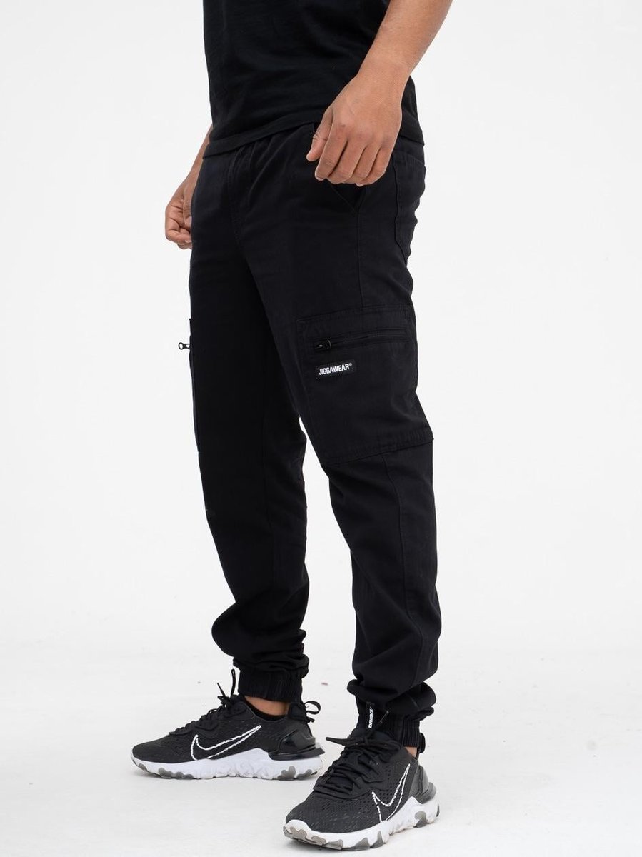 Spodnie Materiałowe Jogger Bojówki Męskie 6 kieszeni Jigga Cargo Czarne XL