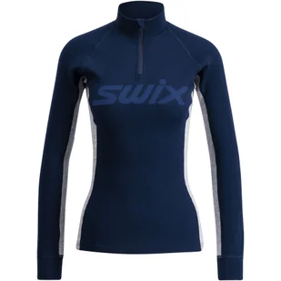 Swix RaceX Merino Half Zip, damskie, navy - Koszulki sportowe damskie - miniaturka - grafika 1