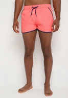 Kąpielówki męskie - Różowe Kąpielówki Szorty z Ozdobną Lamówką i Kieszeniami Folalisa - miniaturka - grafika 1