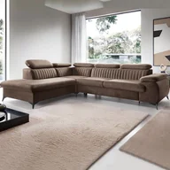 Sofy i kanapy - Kanapa narożna lewostronna rozkładana dużych rozmiarów z brązowoszarego weluru - SAMARA Pascala Morabito - miniaturka - grafika 1