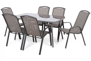 Meble ogrodowe metalowe Casablanca 150 cm Silver / Taupe Atlanta Grey / Beige Striped 6+1 - Meble ogrodowe - miniaturka - grafika 2