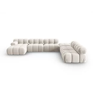 Beżowa aksamitna sofa 379 cm Bellis – Micadoni Home - Sofy i kanapy - miniaturka - grafika 1