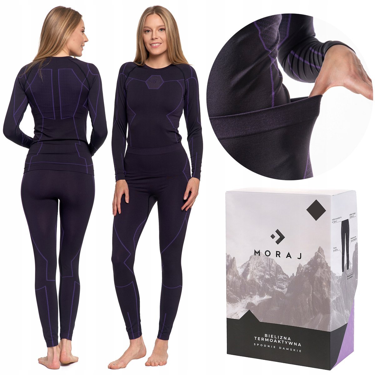 Bielizna Termoaktywna DAMSKA ZESTAW Odzieży Termicznej Bezszwowej MORAJ XL