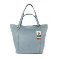 Torebki damskie - Duża włoska torba na ramię,podwójne uszy, worek Vera Pelle ,Blue WM555BB - miniaturka - grafika 1