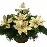 Sztuczne kwiaty - Gotowy Stroik Doniczka Ciężka Wiązanka Sztuczny Kwiat Gwiazda Betlejemska - miniaturka - grafika 1