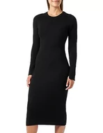 Sukienki - VERO MODA Damska sukienka z dzianiny VMGOLD Rib Long LS O-Neck Dress, czarny, S - miniaturka - grafika 1