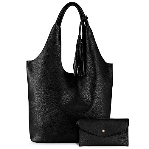 Montana West Prawdziwa skórzana torba crossbody dla kobiet telefon mini torba modna torebka, Czarny obsydianowy, Large