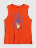 Koszulki dla chłopców - 4F Koszulka bez rękawów regular z nadrukiem chłopięca - czerwona 164 (13-14 lat) - miniaturka - grafika 1