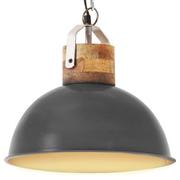 Lampy sufitowe - vidaXL Industrialna lampa wisząca, szara, okrągła, 32 cm, E27, mango 320876 - miniaturka - grafika 1