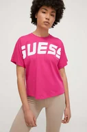Koszulki sportowe damskie - Guess t-shirt damski kolor fioletowy - miniaturka - grafika 1