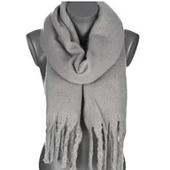 Apaszki i szaliki damskie - Szalik damski zimowy szal gruby ciepły dred z frędzlami na prezent SZARY - miniaturka - grafika 1