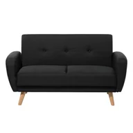 Sofy i kanapy - Beliani Sofa tapicerowana dwuosobowa czarna rozkładana FLORLI - miniaturka - grafika 1