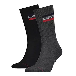 Levi's Męskie skarpety Levis 144ndl Regular Cut Sprtwr Logo 2p, wielokolorowy (Mid Grey/Black 208), 39-42 EU - Skarpetki męskie - miniaturka - grafika 1