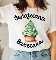 Bluzki damskie - damska Koszulka świąteczna babeczka - miniaturka - grafika 1