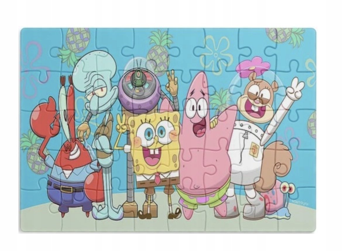 PUZZLE SPONGEBOB SKALMAR BAJKA A3 252 el z Nadrukiem + IMIĘ #94