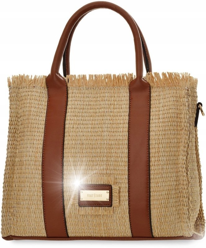 Torba Damska Duża TOREBKA SHOPPER Pleciona KOSZYK Kuferek BOHO LOGO
