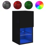 Szafki RTV - vidaXL Szafka pod telewizor z oświetleniem LED czarna 30,5x30x60 cm - miniaturka - grafika 1