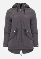 Kurtki damskie - Szaro-Czarna Przejściowa Kurtka Dwustronna o Kroju Parki z Pikowaniem Wewnątrz Zidelle - miniaturka - grafika 1