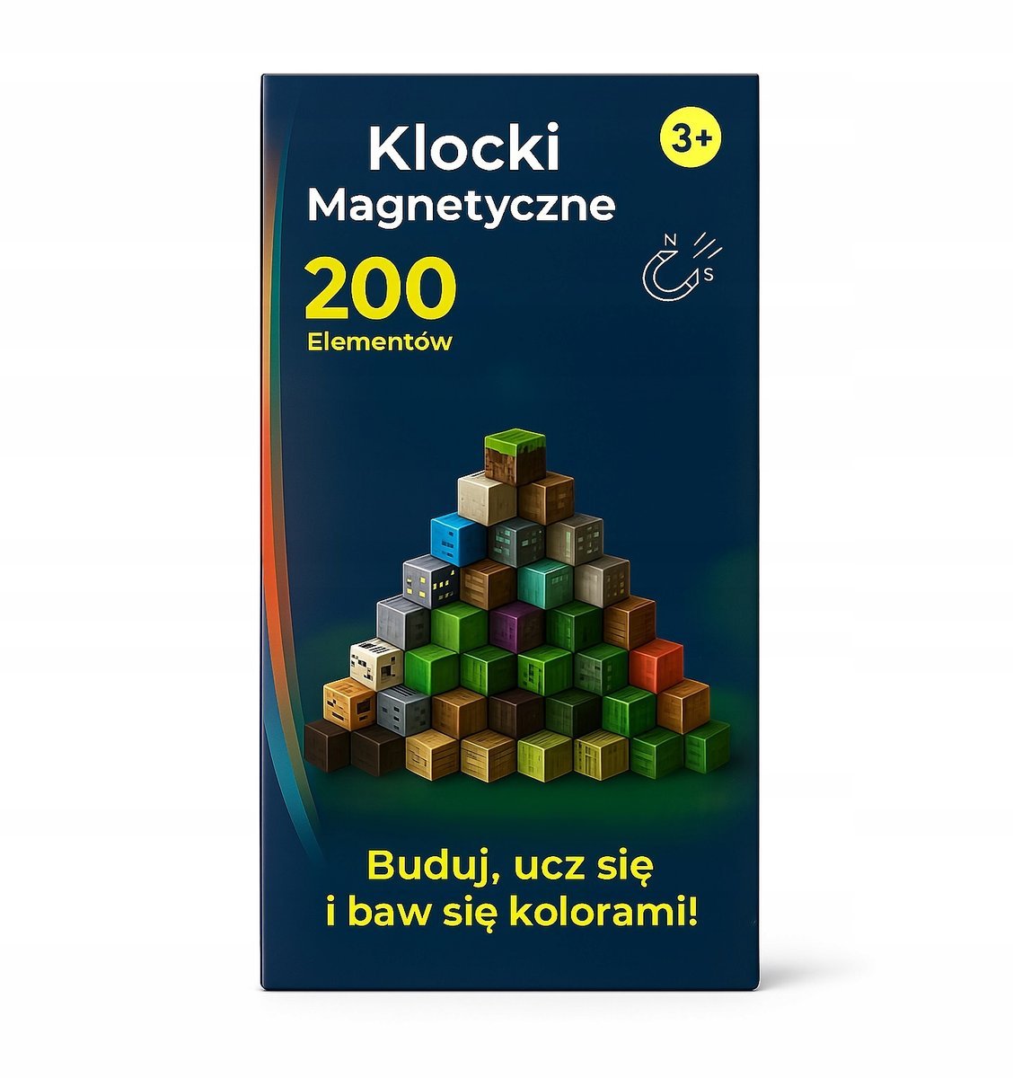 Klocki magnetyczne dla dzieci – świat kostek, 200 elementów (B036)