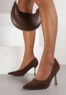 Czółenka - Brązowe Szpilki Vices ze Skórzaną Wkładką Afurriva - miniaturka - grafika 1