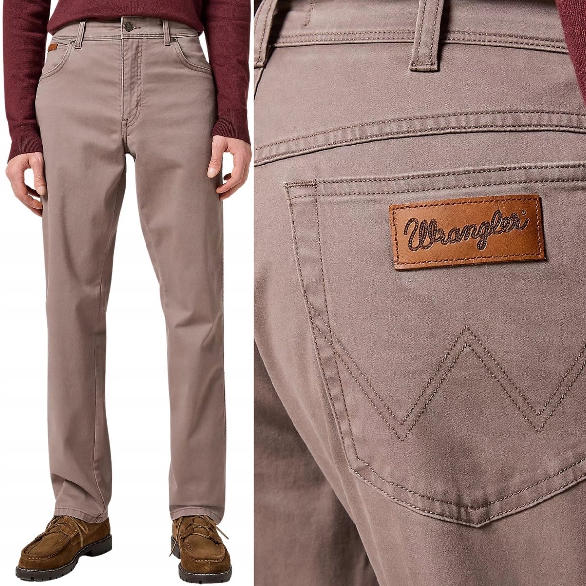 Wrangler TEXAS Iron proste pastelowo brązowe spodnie materiałowe W30 L32